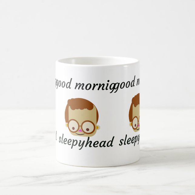 Funny Glitch Text Good Morning Coffee Mug | Aesthe (Center)