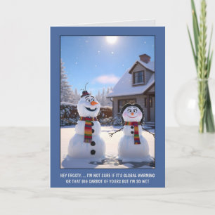 Funny Global Warming Snowman Christmas Card