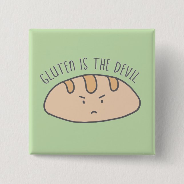 Funny Gluten is the Devil Gluten Free 15 Cm Square Badge (Front)