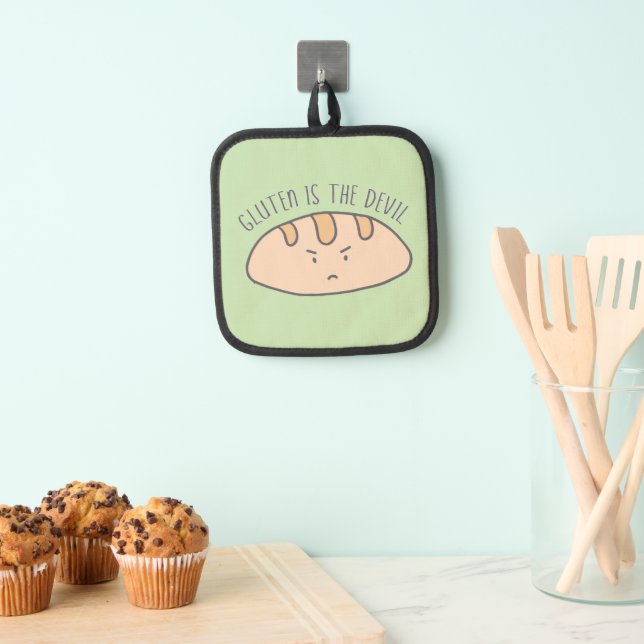 Funny Gluten is the Devil Gluten Free Pot Holder (Insitu(Hanging))