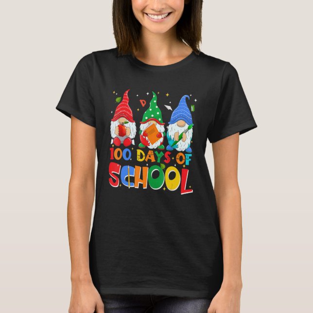 Funny Gnome 100 Days Of School Gnomes Teacher Stud T-Shirt (Front)
