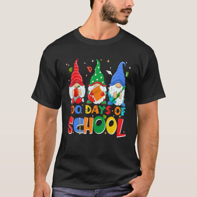 Funny Gnome 100 Days Of School Gnomes Teacher Stud T-Shirt (Front)