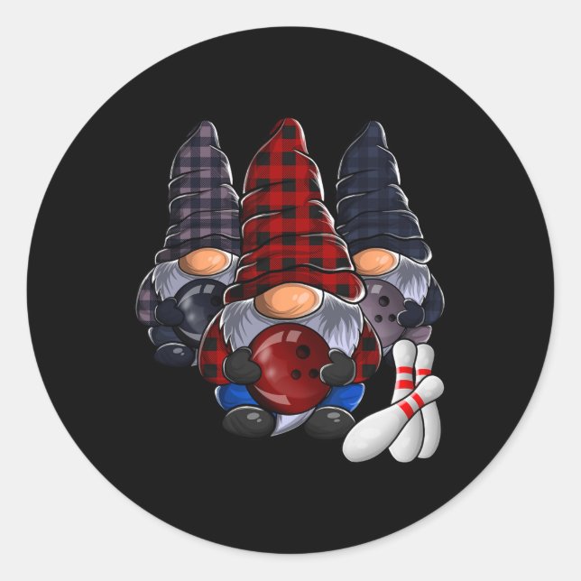 Funny Gnome Bowling  Classic Round Sticker (Front)