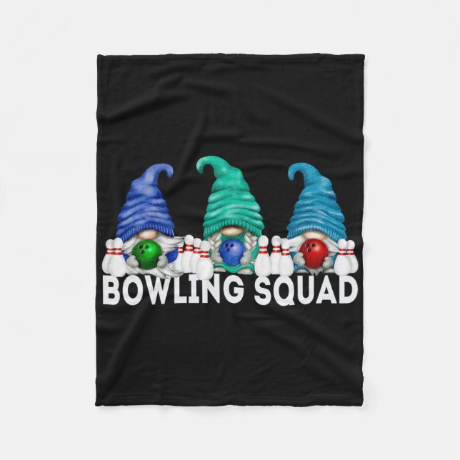 Funny Gnome Bowling Squad For Family Cute Bowling  Fleece Blanket (Front)