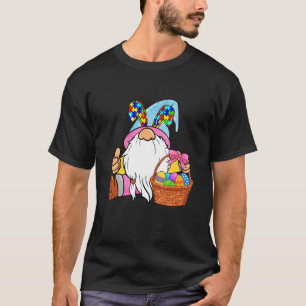 Funny Gnome Bunny Autism Awareness Support Happy E T-Shirt