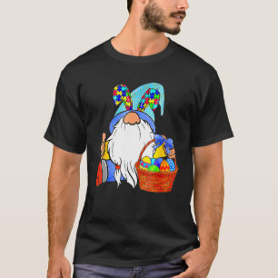 Funny Gnome Bunny Autism Awareness Support Happy E T-Shirt