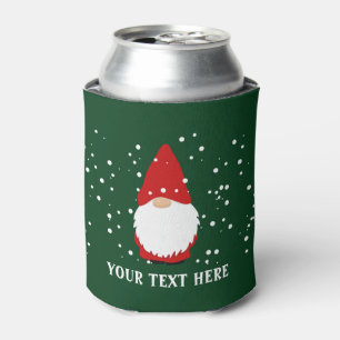Funny gnome cartoon custom Christmas can coolers