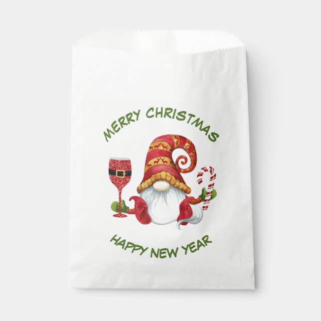 Funny Gnome Christmas Party Favour Bags (Front)