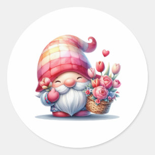 Funny Gnome for Valentine Day Classic Round Sticker