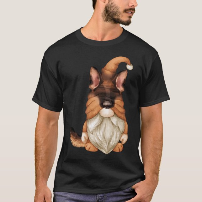 Funny Gnome In German Shepherd Costume For Men Dog T-Shirt (Front)