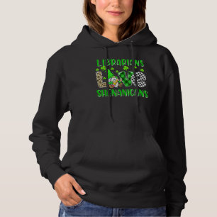 Funny Gnome Librarians Love Shenanigans St Patrick Hoodie