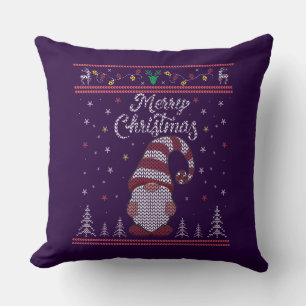 Funny Gnome Merry Christmas Cushion