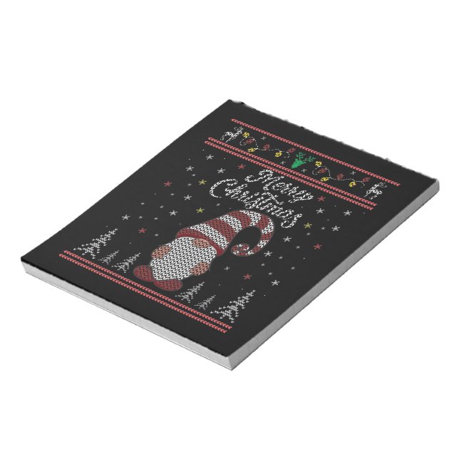 Funny Gnome Merry Christmas Notepad (Rotated)