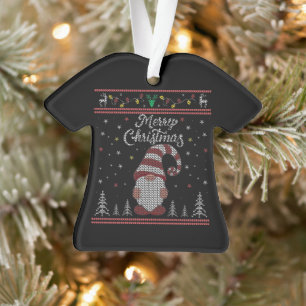 Funny Gnome Merry Christmas Ornament