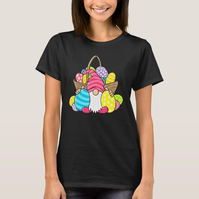 Funny Gnome Pastel Spring Bunny Hunt Eggs Rabbit E T-Shirt (Front)