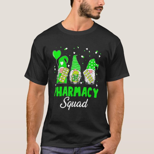 Funny Gnome Pharmacy Squad Pharmacist St Patrick S T-Shirt (Front)
