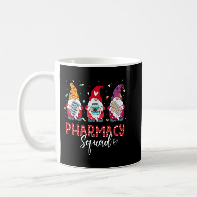 Funny Gnome Pharmacy Squad Pharmacist Valentine's  Coffee Mug (Left)