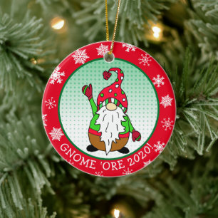 Funny Gnome Pun Christmas Ceramic Tree Decoration