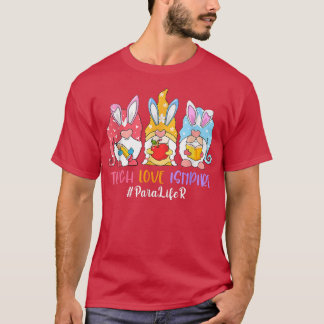 Funny Gnome Teach Love Inspire Paraprofessional Ea T-Shirt