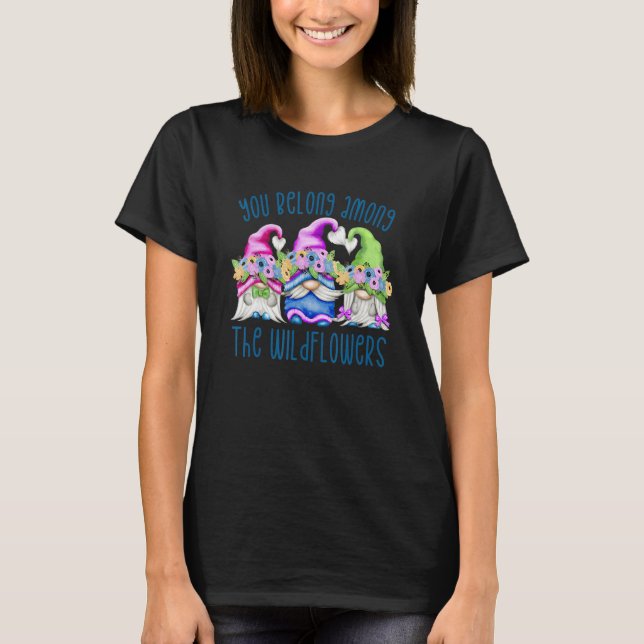Funny Gnome Wildflowers For Women And Mum Cute Flo T-Shirt (Front)