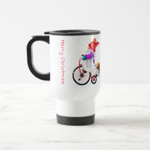 Funny Gnome with Bike and Gifts - Christmas Travel Mug