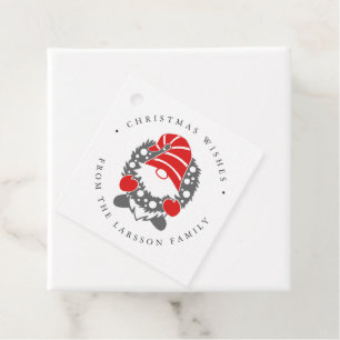 Funny Gnome with Garland Festive Christmas Favour Tags