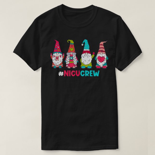 Funny Gnome With Hearts NICU Crew Valentines Day M T-Shirt (Design Front)