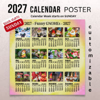 Funny Gnomes 2027 Customisable Photo Calendar