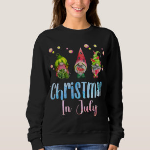 Funny Gnomes Christmas in July watermelon Christma Sweatshirt