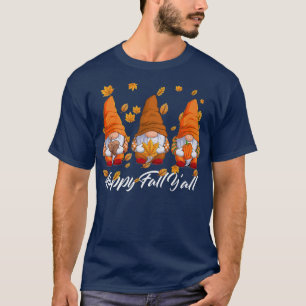 funny Gnomes Happy Fall Yall Gnome Leopard Pumpkin T-Shirt