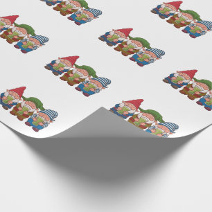 Funny Gnomes Holding a Matcha Drink Magical  Wrapping Paper