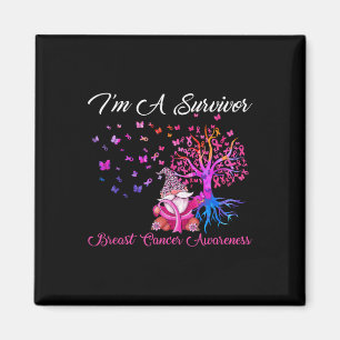 Funny Gnomes I'm A Survivor Breast Cancer Awarenes Magnet