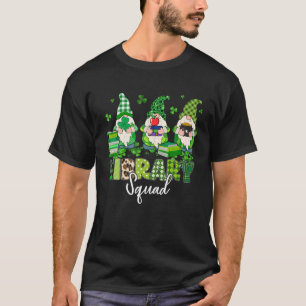 Funny Gnomes Leopard Shamrock Library Squad St Pat T-Shirt