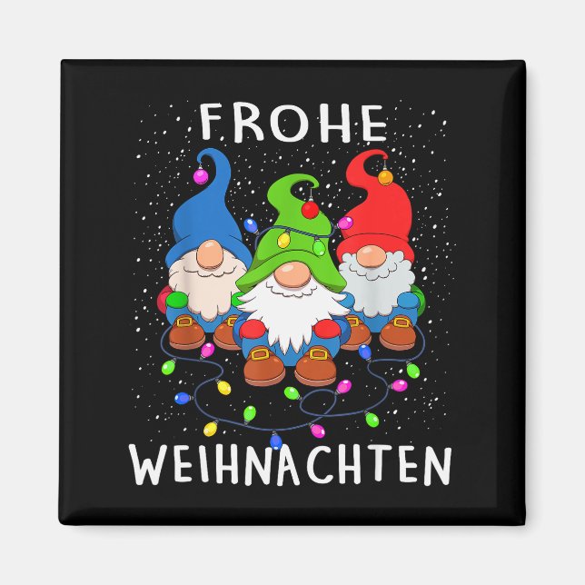 Funny Gnomes Merry Christmas Frohe Weihnachten  Magnet (Front)