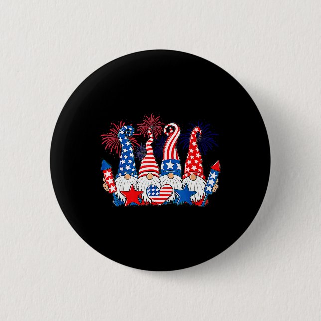 Funny Gnomes Patriotic American Flag Cute Gnomes 4 6 Cm Round Badge (Front)