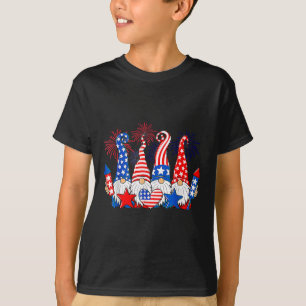 Funny Gnomes Patriotic American Flag Cute Gnomes 4 T-Shirt