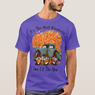 Funny Gnomes Pumpkin Truck Autumn Fall Happy Thank T-Shirt