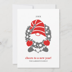Funny Gnomes White Christmas New Year 2 Photo Holiday Card