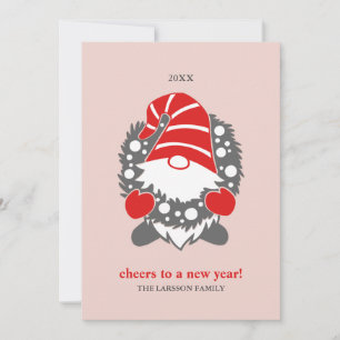 Funny Gnomes   White Christmas New Year 2 Photo Holiday Card