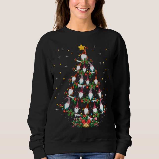Funny Gnomes Xmas Gift Gnomes Christmas Tree Sweatshirt (Front)