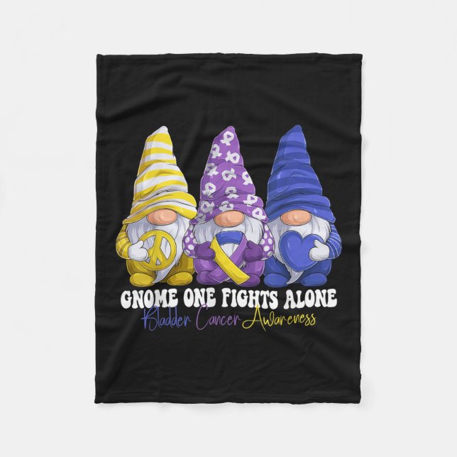 Funny Gnomies Bladder Cancer Awareness Month Purpl Fleece Blanket (Front)