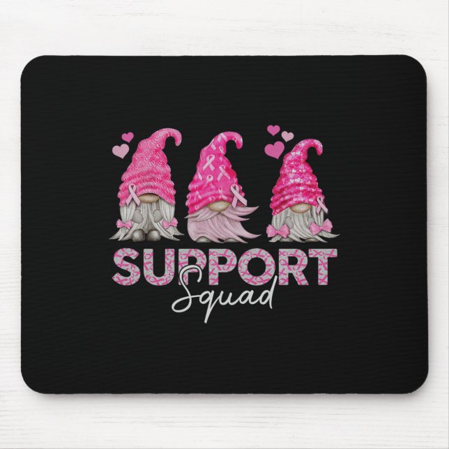Funny Gnomies Support Squad Breast Cancer Mouse Pad (Front)