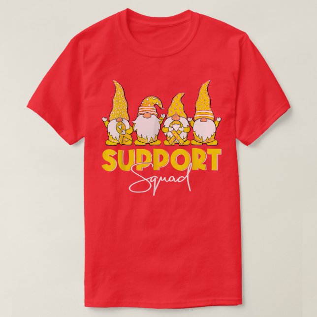 Funny Gnomies Support Squad Childhood Cancer Aware T-Shirt (Design Front)