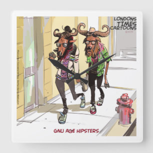 Funny Gnu Age Hipsters Rick London Wall Clock