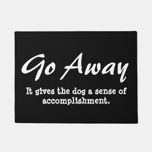 Funny Go Away Welcome Mat - dog (Front)