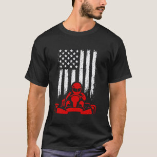 Funny Go Kart Racing Design American Flag Motorspo T-Shirt
