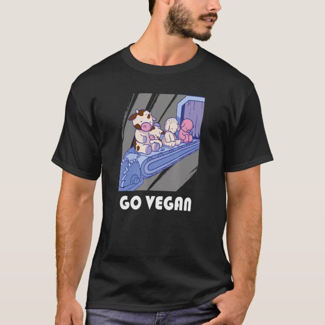 Funny Go Vegan Motif Vegan Food  Animals Are Frien T-Shirt (Front)