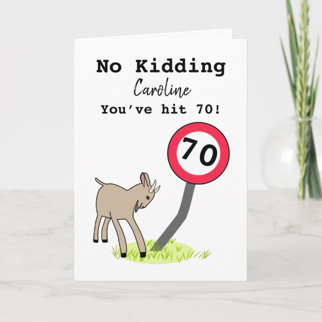 Funny goat 70th birthday card (Front)