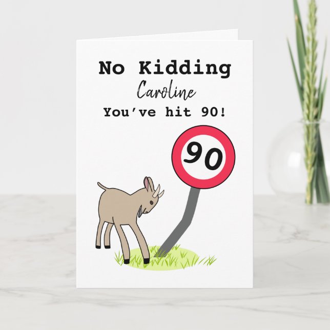 Funny goat 90th birthday card (Front)