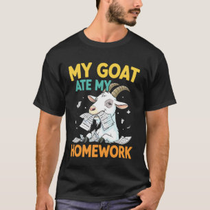 Funny Goat Ate My Homework Farm Animal Student Tea T-Shirt